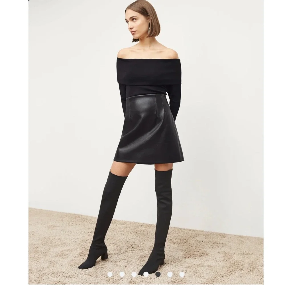 MM LaFleur The Nina Boot Black 3D-Knit Over The Knee Block Heel Italy 36‎ NEW